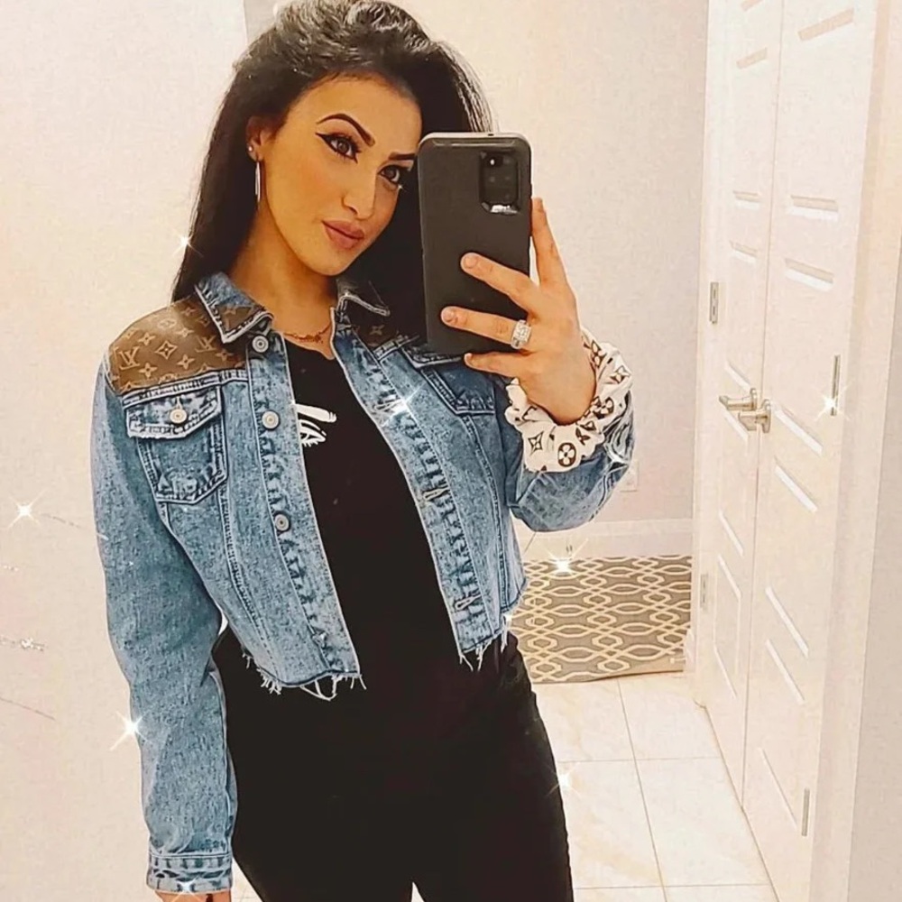 Women's Louis Vuitton Custom Denim Jacket #100 - Front